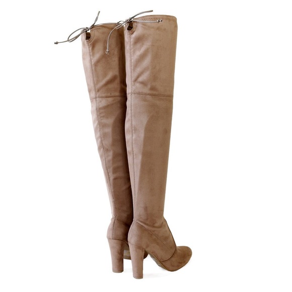 Amaya-01 taupe stretch over the knee boots - Picture 3 of 8